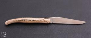   Couteau " Laguiole Feuillage 12cm " par Philippe Voissière - Ivoire de Mammouth