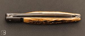 Couteau " Laguiole droit " custom de Jérôme Bellon - Bois de cerf et damas