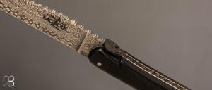  Couteau  Laguiole "Tête de mort" 12 cm par Stéphane Rambaud - Ebène et damas twist
