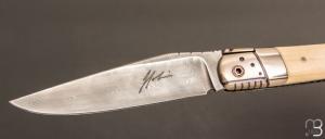  Couteau  "  Laguiole custom" de Jacques Jobin - Mammouth / Titane et damas