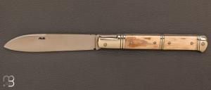 Couteau " Laguiole droit  "  ivoire de mammouth et RWL-34 de Robert Beillonnet