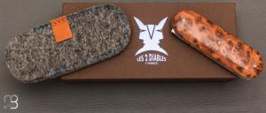 Couteau " Le Cerbère® " pliant par l'Atelier Les 2 Diables - Loupe de Thuya et 14c28N