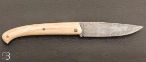   Couteau " Le Nayrac " de Jérôme Lamic - Ivoire de mammouth et lame en damas inoxydable