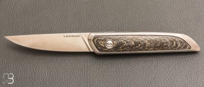    Couteau " Le Galeriste Titane LPO " button-lock par Lepage Knives - Fatcarbon Snakeskin Gold