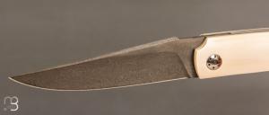   Couteau  "  Light " liner-lock par Thierry Chevron - Ivoire de mammouth et damas wootz