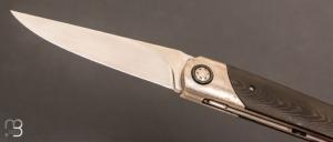 Couteau  "  Light " pliant liner-lock par Thierry Chevron - Crystal-Ti Fatcarbon et lame en RWL34