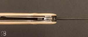    Couteau  "  Liner-Lock custom " par Grégory Picard - Ivoire de mammouth et damas