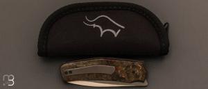 Couteau  "  Liner-lock " custom par Guy Poggetti - Micarta WW2 et elmax