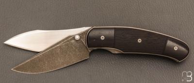   Couteau " Liner Lock 2 lames " custom par David Lespect - Ebène et RWL34