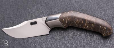    Couteau " Liner lock " custom par Romain Lopez - Fatcarbon light gold et lame en RWL34