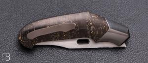    Couteau " Liner lock " custom par Romain Lopez - Fatcarbon light gold et lame en RWL34