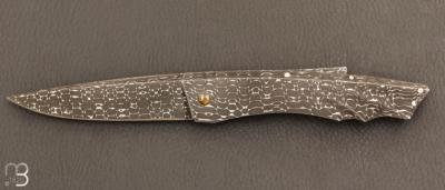  Couteau " Lock-Back trompe l'œil" de Alain & Joris Chomilier - Full damas Vegas Forge