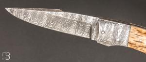   Couteau " Lock-back " par A & J Chomilier - Ivoire de mammouth et lame damas