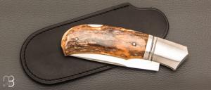   Couteau " Lock-back" custom pliant par Mathis Poujol - Ivoire de mammouth et RWL34