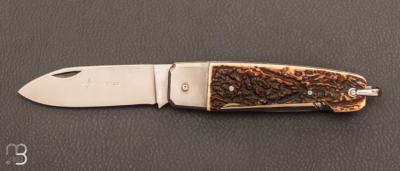     Couteau  "  Manufrance véritable " en bois de cerf 2 pièces