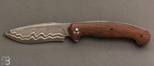    Couteau " Milvus " Liner-Lock flipper par Olivier Lamy - Micarta et lame damas