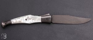 Couteau "Navaja" à palanquille de Pierre Thomas - Atelier Odae - Nacre blanche et N690