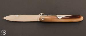  Couteau de poche " Navette 16 CM " par J. Mongin - corne blonde