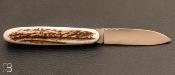 Couteau de poche modèle "Navette" par Berthier - Bois de Cerf et lame inoxydable
