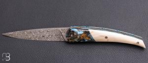    Couteau "ORCA" pliant par l'Atelier Les 2 Diables - Phacochère / Mammouth fusion® et Damasteel