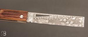  Couteau  "  L'Olonnois " de L'atelier du capitaine - Fût de chêne domaine Belmont et lame Cristal Steel