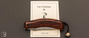  Couteau  "  liner lock Persian " bois de fer et lame en damas de Garaboux Jean Philippe - Les couteaux de Pi