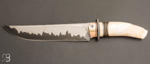   Couteau "Pièce unique  " de Benoit Maguin - Lame sandwich et ivoire de phacochère