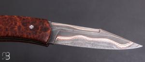  Couteau " Pièce unique " par Alain & Joris Chomilier - Damas carbone de Baker Forge et loupe d'amboine