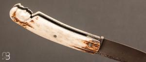 Couteau  "  Pièce unique  " de Jérôme Lamic - Bois de cerf et damas
