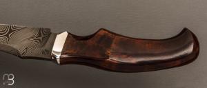   Couteau " Pièce unique " fixe de Samuel Lurquin - Damas et ironwood