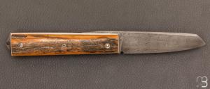 Couteau de poche Piémontais de Richard Ciachera - Ivoire de mammouth et damas