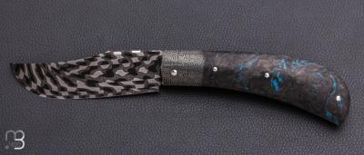     Couteau " Pilon "  custom de Anthony Brochier - Fatcarbon et damas torsadé mosaïque