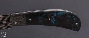     Couteau " Pilon "  custom de Anthony Brochier - Fatcarbon et damas torsadé mosaïque