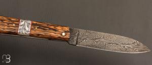    Couteau " Plume " par Vent d'Aubrac - Jérôme Lamic- Palmier et lame damas