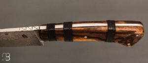    Couteau " Primitif " droit forgé par Pierre Henri Monnet - Bois de cerf et damas carbone