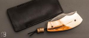    Couteau " Prototype " custom par Christophe Arbogast - Ivoire de phacochère et lame en 80CrV2