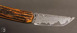    Couteau " Sanjo " par Guy Poggetti - Os cerfé et damas