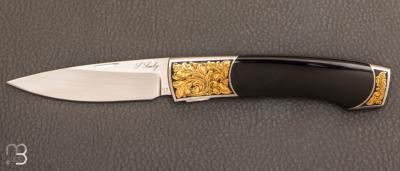 Couteau  " custom Self-Lock "  Swift Edwards black jade par Scott Sawby