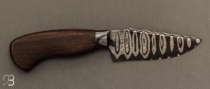  Couteau Semi intégral custom fixe de Israel Nascher  - Brazilian Rosewood et damas