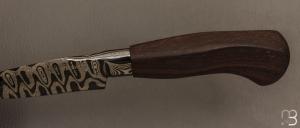  Couteau Semi intégral custom fixe de Israel Nascher  - Brazilian Rosewood et damas
