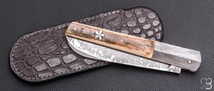 Couteau de poche " Seurre à palanquille " par Ewen Maillard - Ivoire de mammouth et RWL34