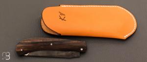 Couteau " Slipjoint " custom par Karim Valentin - Les couteaux D'Hure - Ebène royale et lame sandwich C130 Nickel