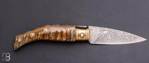   Couteau " Solsonesa" par Javier Sanchez - Corne de bélier et lame en Damasteel