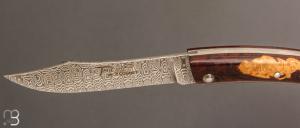    Couteau  de poche le Thiers 11 CM par Cognet - Bois de fer et lame damas