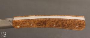    Couteau " Zeul " custom  par Mathieu Gerster - Loupe de robinier et VG10 Suminagashi