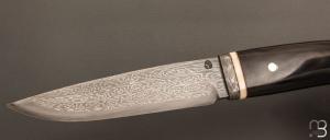   Couteau Droit de collection par Jean Paul Sire - Corne et Damas multi-barreaux