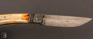   Couteau de collection à lame Damas de Jean Pierre Veysseyre