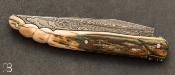 Couteau de collection Laguiole "Queue de Scorpion" 13 cm Damas et Mammouth par Rozelier Fabien- Ty Coutelier