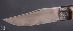   Couteau " custom " pliant par Mickaël Moing - Corne de bélier