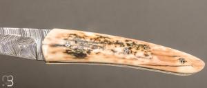 Couteau " custom " de Alain & Joris Chomilier - Ivoire de mammouth et Damasteel
